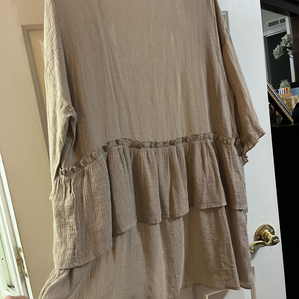 Easel Tan Ruffle Cardigan - Picture 3 of 6